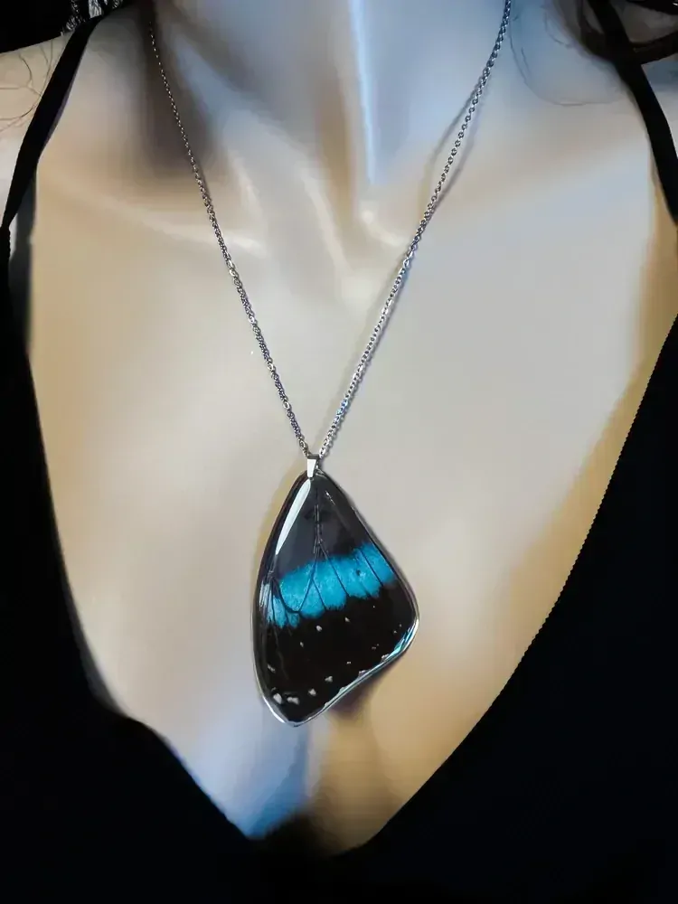 Přívěsek z křídla motýla Morpho helenor No. 1282