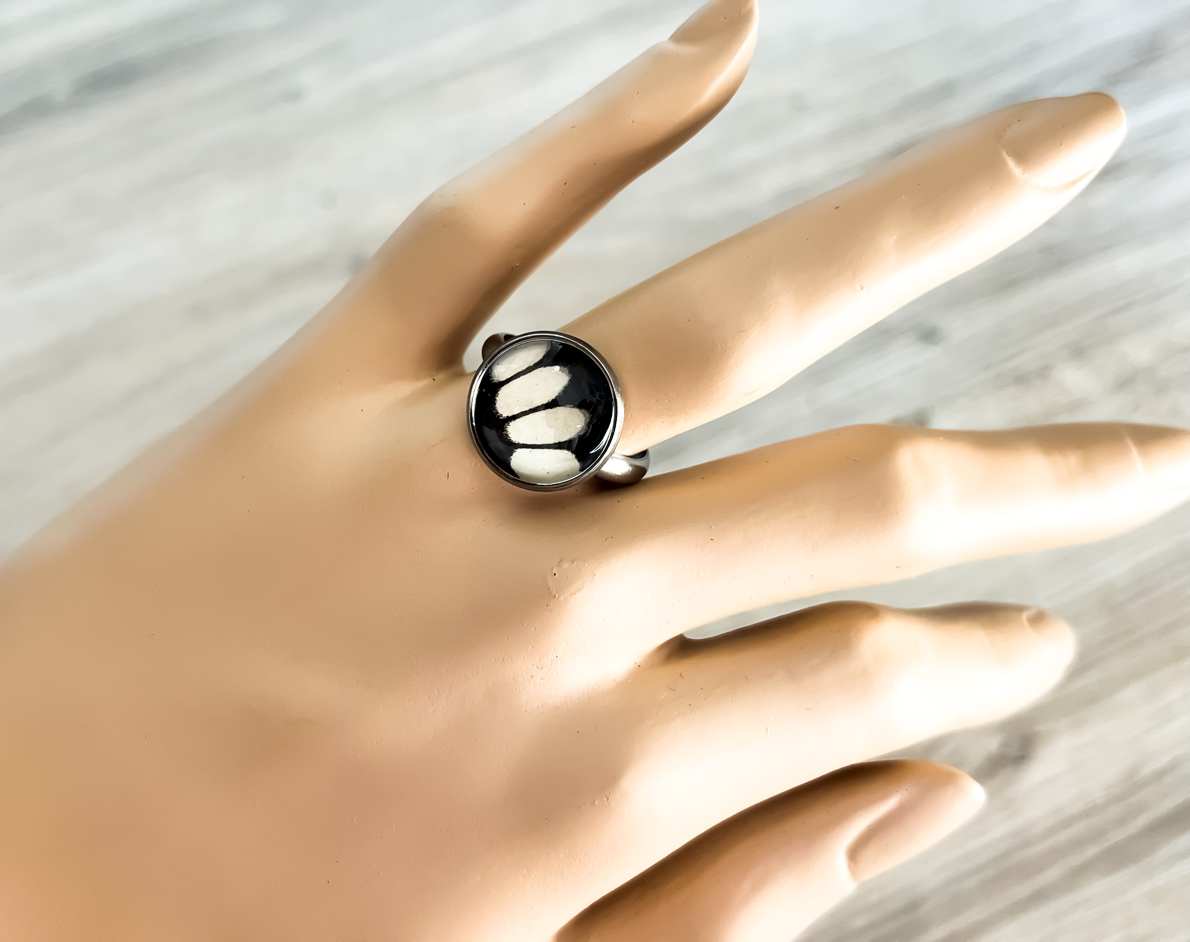 Prsten z křídla motýla Papilio polytes  No. 1625