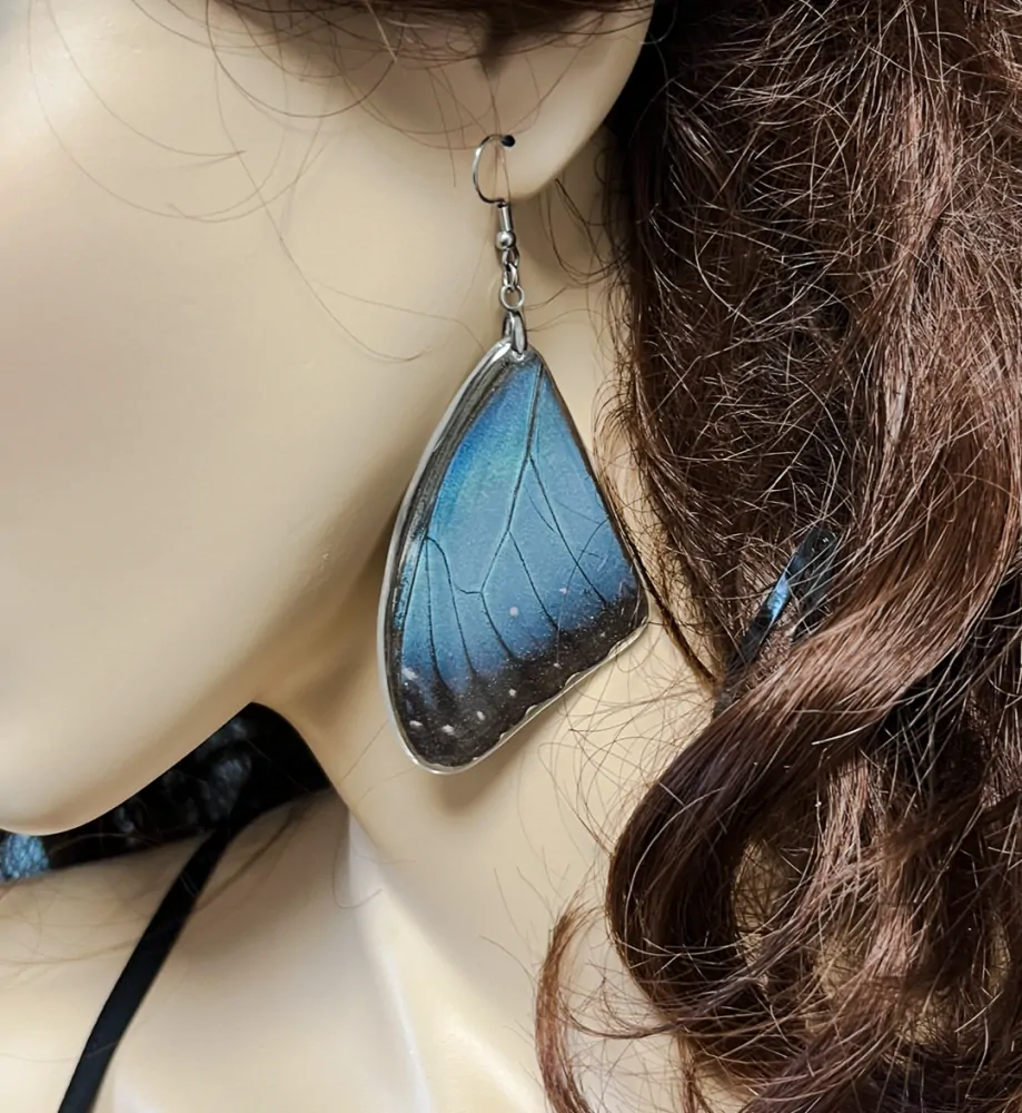 Náušnice z křídla motýla Morpho peleides No. 1486